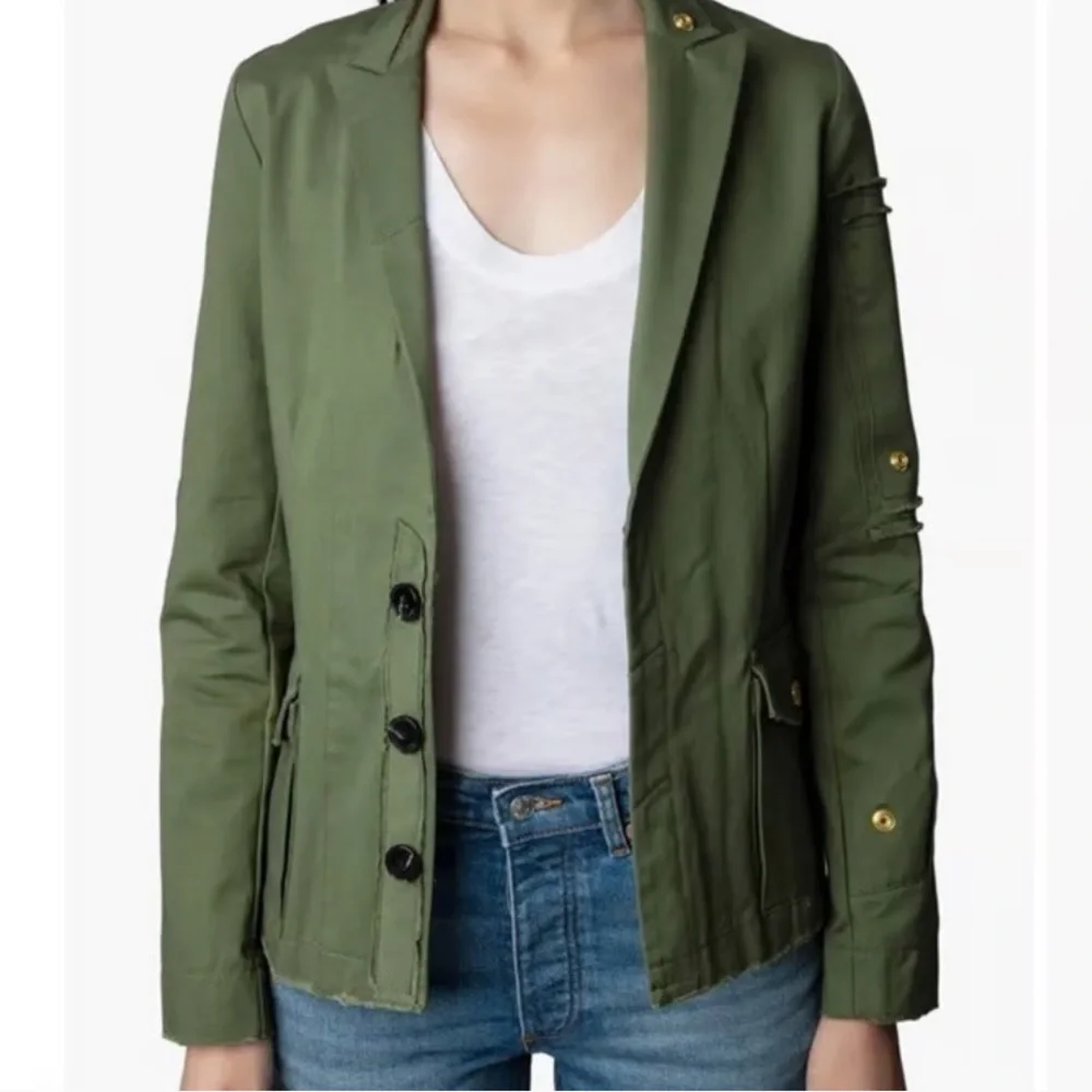 Zadig & Voltaire Virginia Camo Skull Lurex Embroidered Military Jacket - Picture 1 of 6
